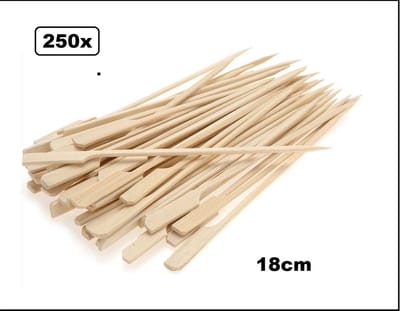 250x Bamboe pin prikker luxe 180mm - Sate prikker food hamburger festival BBQ