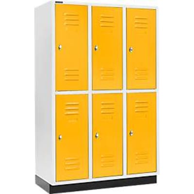 Schäfer Shop Select Kledinglocker, met 3 x 2 compartimenten, 400 mm, met fitting, draaigrendelslot, Deur koolzaadgeel
