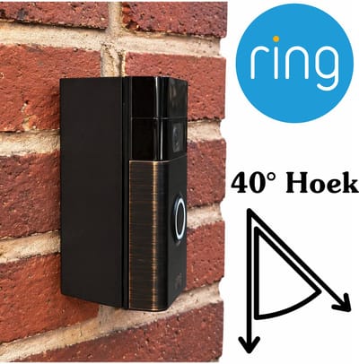 Hoekbeugel 40 Graden Geschikt voor Ring Video Deurbel Gen 2 - Verstelbare Hoek Mount voor Ring Doorbell Gen 2 – Schuin Montage Beugel – Verbeterde Kijkhoek – Weerbestendig & Stevig – Eenvoudige Installatie – Zwart