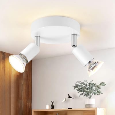 Glitzerlife - Plafondspot Plafondlamp - 2xGU10 Draaibaar - Opbouwspot - LED 25W - Ø12cm - Modern Wit