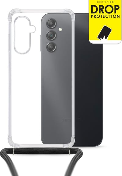 My Style Doorzichtig Telefoonhoesje geschikt voor Samsung Galaxy A14 Flexibel TPU | My Style Loop Hoesje met koord | Doorzichtig Hoesje Galaxy A14 - Transparant