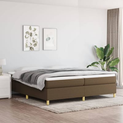 vidaXL - Boxspring - bed - stof - donkerbruin - 200x200 - cm