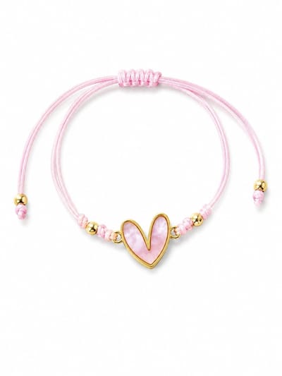 Armband Meisje- Touw Armband- Meisjes armbandje hartje- Tiener armband- Armband Hartje- Koordarmband- Roze- Goudkleurig- Touw- Kind- Cadeau Meisje-LiLaLove