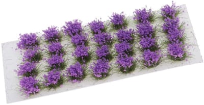 Dailygoods - Statische grasboeien - Kunstgras modellering - Zelfklevend - Lila - Wargaming terreinmodel - 32 stuks