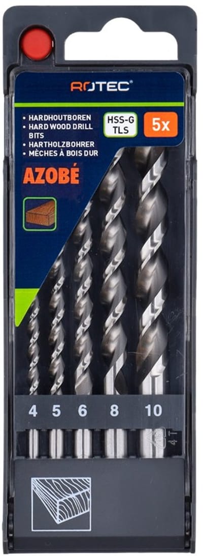 Rotec 5-dlg. houtspiraalborenset type '262', 1x ø4, 5, 6, 8 en 10 mm