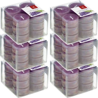 Trend Candles geurtheelichtjes/waxinelichtjes - 72x - lavendel geur - 4 branduren -transparante cup