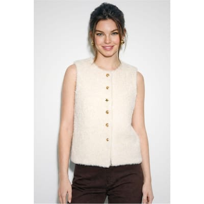 Pluchen Gilet met Knopen Sluiting