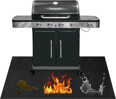Brandwerende Mat - Onderlegger Grill - Terras Beschermen - Dubbelzijdig Gecoat - 120x100cm - Zwart
