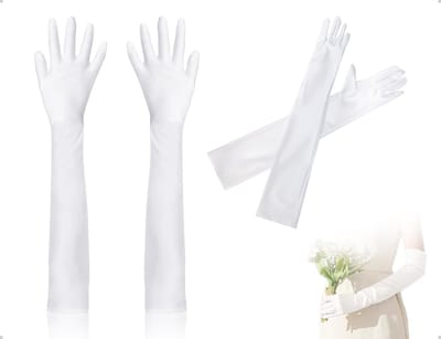 Dailygoods- Avondhandschoenen Lange Elegante - Gala Handschoenen - Dameshandschoenen - Spandex - 53 cm - Eenvoudig/Wit Design