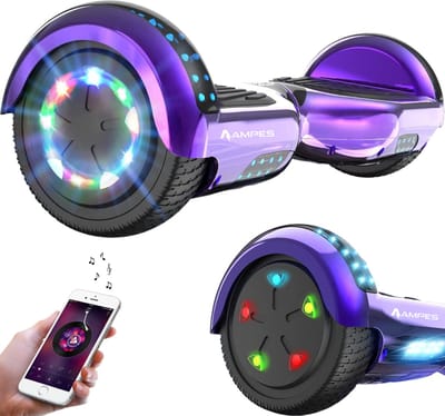 Ampes Hoverboard - Bluetooth Speaker - 24V 4.0 Ah Accu - Oxboard - 12 km/h - UL2272 Gecertificeerd - LED Verlichting - Anti lek banden - Belastbaar tot 120KG - 6.5 Inch - Inclusief Draagtas - 700W - Paars