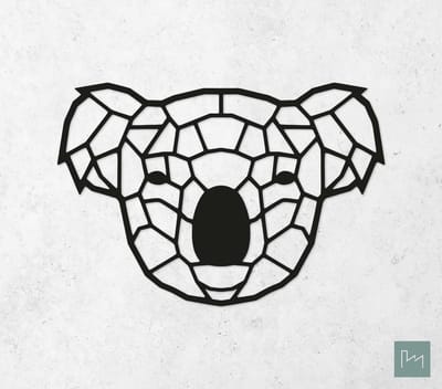 Laserfabrique Wanddecoratie - Geometrische Koala - Medium - Zwart - Geometrische dieren en vormen - Houten dieren - Muurdecoratie - Line art - Wall art