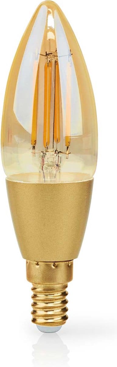 Nedis SmartLife LED Filamentlamp - Wi-Fi - E14 - 470 lm - 4.90 W - Warm Wit - 1800 - 3000 - Glas - Android / IOS - Kaars - 1 Stuks