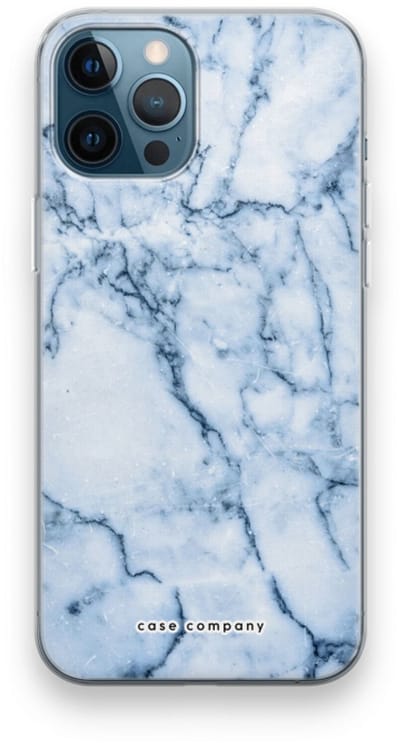 Case Company® - Hoesje geschikt voor iPhone 12 Pro hoesje - Blauw marmer - Soft Cover Telefoonhoesje - Bescherming aan alle Kanten en Schermrand