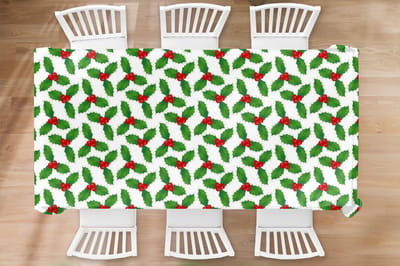 Kerst Tafelkleed - Kerstmis Decoratie - Tafellaken - Patronen - Kerstmis - Maretak - 260x130 cm - Kerstmis Versiering - Tafeldecoratie Kerstmis - Kerstdecoratie tafel - Tafelversiering