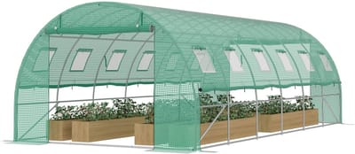 ACXIN Foliekas Tuinkas Groot - 6x3x2m - Folietunnel met 2 Deuren 12 Ramen Insectennet - Verzinkt Stalen Frame - PE Folie - Grondankers en Touwen - Tuin Moestuin Kas