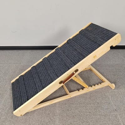 Hondenloopplank - Hondentrap Opvouwbaar - Huisdieren Helpen - 7 Hoogte-instellingen - 108 x 47 x 12 cm - Naturel