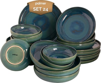 Palmer - Miami - Serviesset - 6 persoons - 24 delig - Groen/Turquoise - Stoneware - Bordenset
