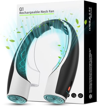Draagbare NekVentilator -Mini Ventilator USB Oplaadbaar- 4000 mAh Lange Batterijduur - Handsfree gezichtventilator 4 standen met koeling ideaal Voor Buitensport woon-werkverkeer en Dagelijks Gebruik