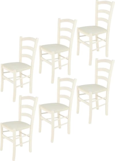 Tommychairs Venice - Eetkamerstoelen - Set van 6 - Wit - Rotan & Hout