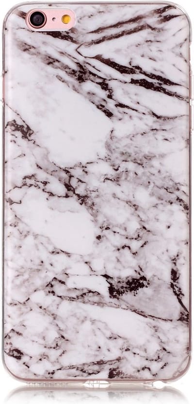 Peachy Marmer hoesje cover case geschikt voor iPhone 6 Plus 6s Plus silicone - Marble - Wit