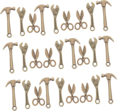 Miniatuur Gereedschap Sets - Poppenhuis Knutsel - Detail Werk - 10 Delige Set - 3.3 cm Lengte - Lichtbruin