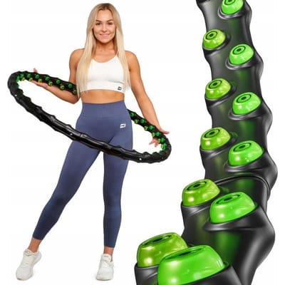 Hop-Sport Hoelahoep voor Volwassenen – Massage Hoelahoep met 64 Knoppen & 8 Verstelbare Onderdelen, Diameter 98 cm, Ideaal voor Buiktraining & Gewichtsverlies