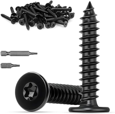 SnelShoppen - Torx Set van 100 Zelftappende RVS Houtschroeven Zwart M4 x 16mm Torx Platkop Schroeven voor Hout en Metaal