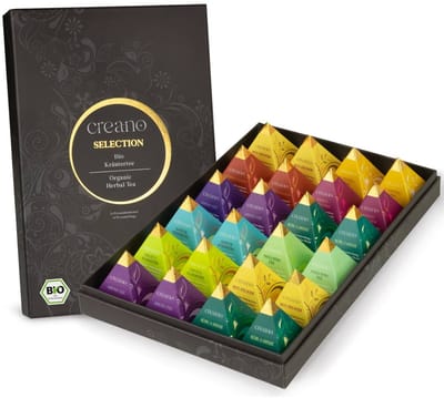 Biologische kruidenthee 24 stuks piramide cadeauset "ORGANIC HERBAL TEA" - 24 biologische piramide theezakjes in 9 verschillende soorten *¹