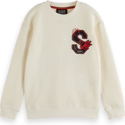 Scotch & Soda Boy Relaxed-fit Waffle Sweatshirt Eggnog Taglia: 4 | Maglioni Outlet | kids