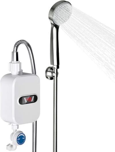Elektrische Doorstroomboiler - Instant Waterverwarmer - Keuken Badkamer - Tankloos Ontwerp - 33cm Hoog - Wit