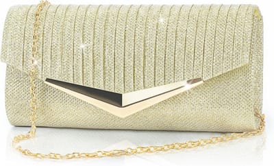 Chique Avondtas met Pailletten en Ketting - Ideaal voor Feestjes, Bruiloften en Speciale Gelegenheden in Goud