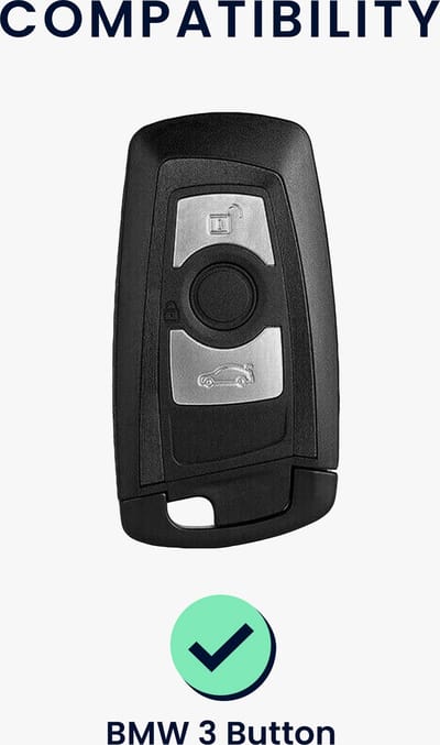 kwmobile Sleutelhoesje geschikt voor BMW 3-knops draadloze autosleutel (alleen Keyless Go) - Autosleutel hoesje - Sleutelhoes - hoogglans zilver