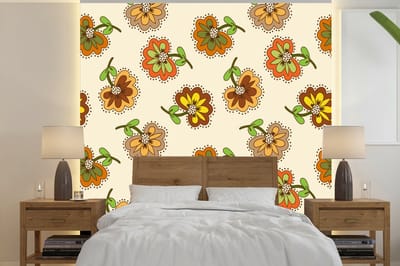 Behang - Fotobehang Design - Bloemen - Retro - Vintage - Breedte 240 cm x hoogte 240 cm