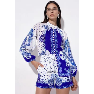 Paisley Geweven Playsuit Met Strikdetail