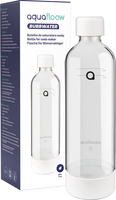 AquaFloow, fles voor carboneermachines, flessen voor sodamaker, 800 ml, BPA-vrij, compatibel met AquaFloow Bubbwater, wit, 1 stuk