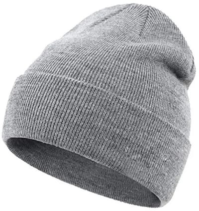 Warme Dames Beanie - Tweelaags - Oprolbare Rand - Lichtgrijs