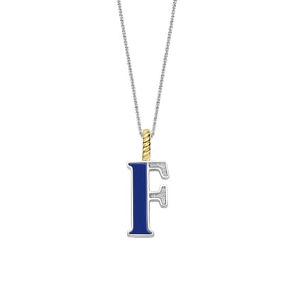 TI SENTO Dames Hanger - 925 zilver - Letter F - Blauw - 6840LB_F