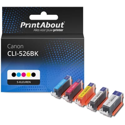 PrintAbout huismerk Inktcartridge CLI-526BK 5-kleuren Multipack Geschikt voor Canon
