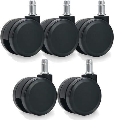 Set van 5 universele stoelwielen - 60 mm, zwart