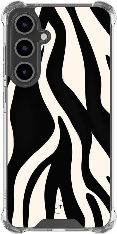 Shockproof hoesje - Geschikt voor Samsung Galaxy S24 FE - Zebra - Extra sterke case - TPU/polycarbonaat - Print / Illustratie - Zwart, Transparant