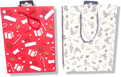 4 Luxe Kerst Cadeautasjes A5 formaat 23x18x9cm - Kerst Papieren cadeautasjes met Full-color bedrukking