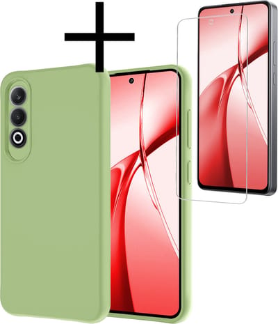 Hoesje - Met Screenprotector - Geschikt voor OnePlus Nord CE4 - Sterk & Shockproof - Back Cover - Siliconen Case - Telefoon Hoes - Groen