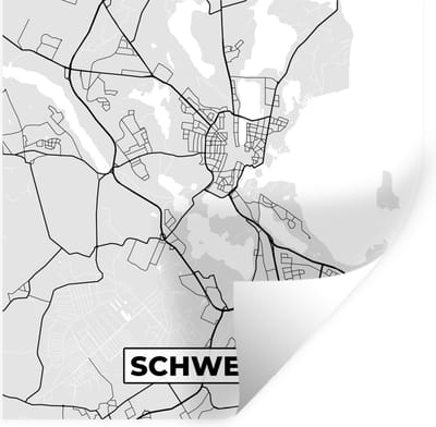 Muurstickers - Sticker Folie - Schwerin- Kaart - Stadskaart - Plattegrond - Duitsland - 100x100 cm - Plakfolie - Muurstickers Kinderkamer - Zelfklevend Behang XXL - Zelfklevend behangpapier - Stickerfolie