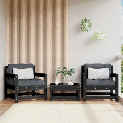 vidaXL - Tuinstoelen - 2 - st - massief - grenenhout - zwart
