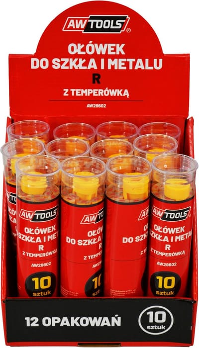 AW-Tools AW29602 - Glas- en Metaalpotlood - Zwart - 10 Stuks - Professioneel