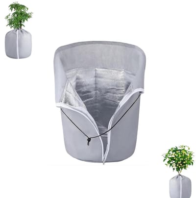 1 stuk - Bloempot beschermhoes - Winter plantenhoes - Vorstbestendige winter plantenhoes - Vorstbestendige hoes met trekkoord en rits - Geïsoleerde bloempothoes 40x35cm - Herbruikbare tuinhoes - Geschikt voor bomen en bloempotten (grijs)