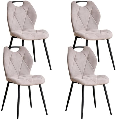 Questyr - beige - Set van 4 eetkamerstoelen in Scandinavische stijl - comfortabele fluwelen eetkamerstoelen - stoelen met metalen poten