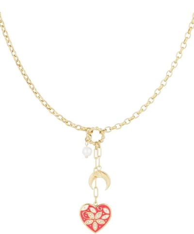Mix en Match - Bedelketting - To the moon - Stainless steel - Ketting - Goud kleurig - 42cm
