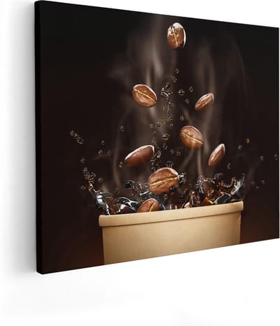 Artaza Canvas Schilderij Koffiebonen - 50x40 cm - Keuken Wanddecoratie - Muurdecoratie Stilleven - Kamer Accessoires