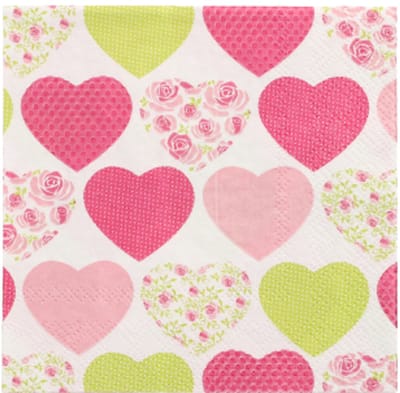 14x 20 Servetten 3-laags 1/4 vouw 25 cm x 25 cm Sweetheart